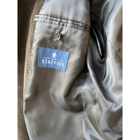 Stafford  Men’s Corduroy Blazer Signature Classic Fit 44R 2‎ Button Brown - Picture 4 of 9